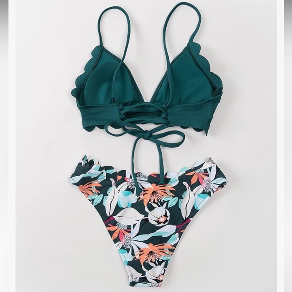 Cupshe Teal and Floral Bikini Set - Picture 4 of 4